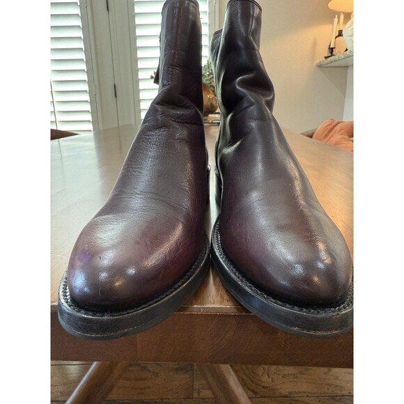 Vintage Frye Win Harness Ankle Boots 9B Burgundy Leather Block Heel Mexico - Picture 10 of 12